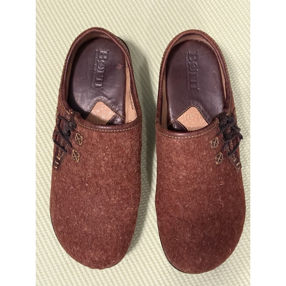 Born women's Wool & Leather Burgundy Side Lace Up Clogs Size 10 Platform Casual‎